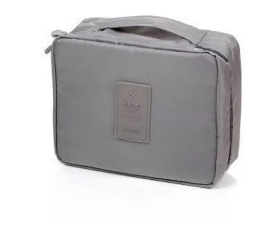 Neceser Bolso Porta Cosmeticos Organizador Maquillaje Baño Color Gris
