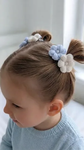 Hebilla Broche Pelo Nena Flores Tejidas Argentina Mundial
