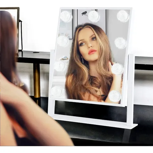 Espejo De Maquillaje Bwllni Con Luces Led 9 Bombillas Blanco