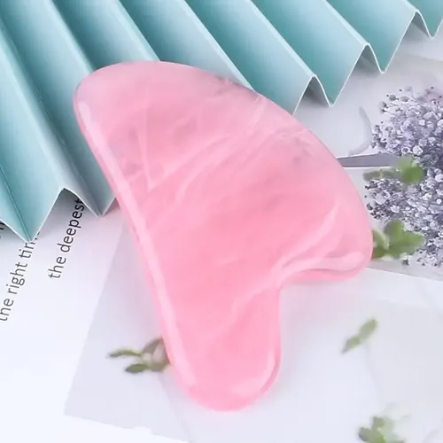 Set Rodillo Facial Y Gua Sha Cuarzo Rosa Masaje Belleza Mrgh