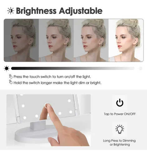 Espejo De Maquillaje Dencert Para Tocador Con Luces 1x 2x 3x