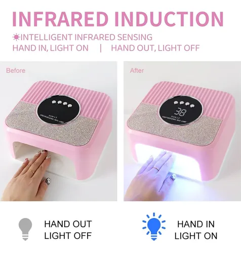 Lámpara De Uñas Led Uv Rosa Profesional 45 Leds