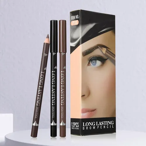 12 Lápices De Cejas Marrón Waterproof Y Resistentes