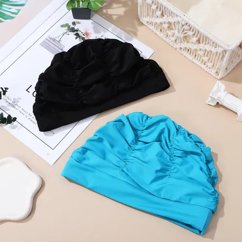 2 Gorros De Baño Elásticos De Tela Plisada Para Mujer Y Homb