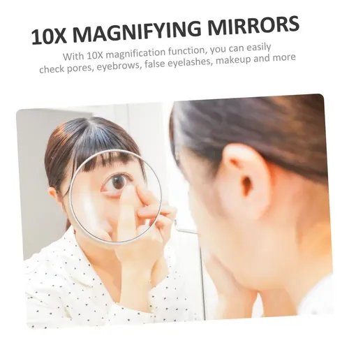 .espejo Maquillaje 10x Aumento Con Ventosa Viaje Y Ganchos.