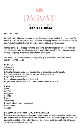 Arcilla Roja 5 Kilo Uso Cosmetico