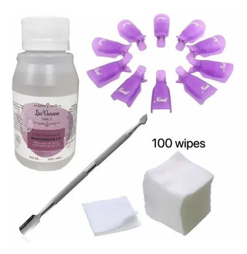 Kit Removedor Uv Broches Wipes Repujador Semipermanente