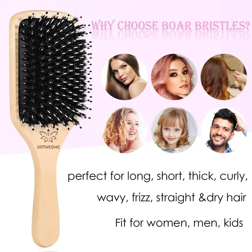 Cepillo De Pelo Urtheone Boar Bristle Paddle Paddle Para Tod