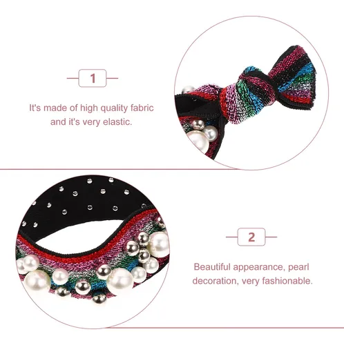 3 Bandas De Pelo Elásticas Con Perlas Creativas, Pack De 3