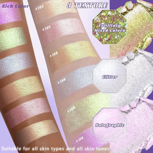 Paleta De Sombras Glitter Sirena Rosa Duocromática Y