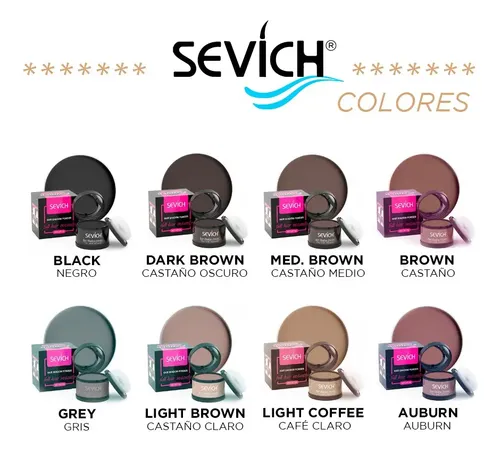 Sombra Capilar Sevich 4g Cubre Canas Raíces Caída Color Auburn