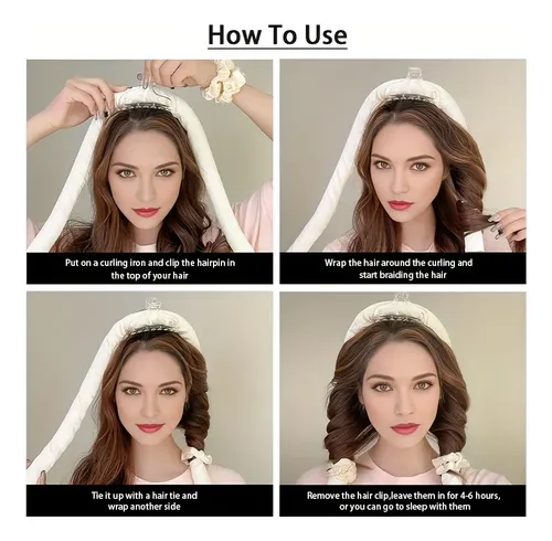 Vincha Satin Para Rulos Sin Calor Cabello Rosa