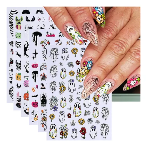 Pegatinas Para Uñas Juggssa Halloween Ghost Mushroom Skull,