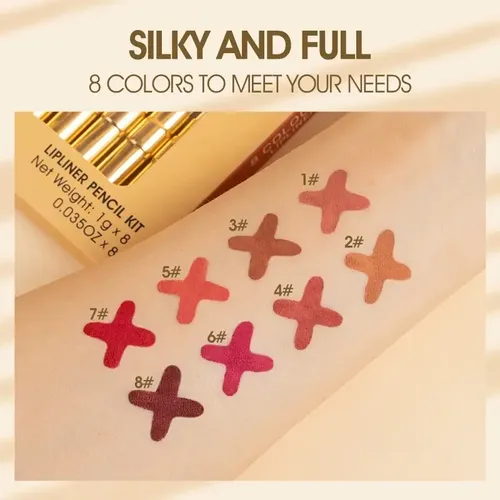 Kit de 8 delineadores de labios y sacapuntas Imagic color variedad