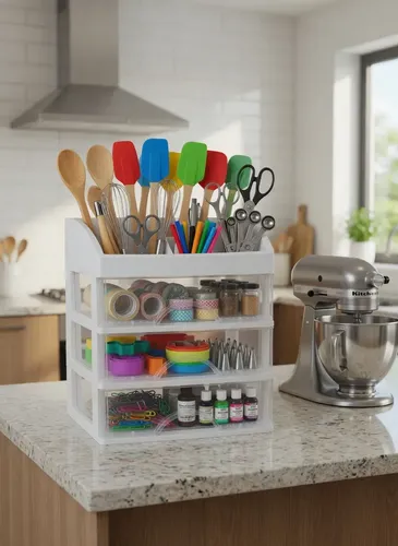 Organizador Maquillaje Caja De Cosméticos Cuatro Niveles Blanco
