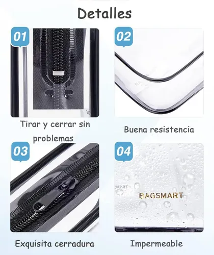 C 20 Pzs Neceser Cosmetiquera Transparente Bolsa De Viaje Z