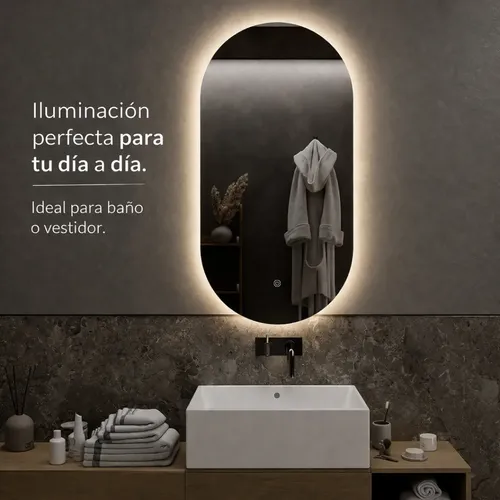 Espejo Luz Led Touch 60 X 85 Pastilla Para Baño Accesorios