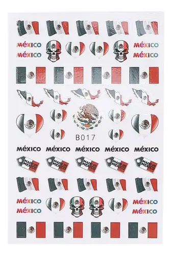 6 Hojas/juego De Pegatinas De Uñas Con Bandera Mexicana Para