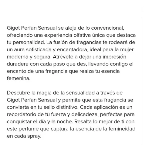 Perfume Gigot Mujer Perfam Sensual Eau De Toilette Oferta