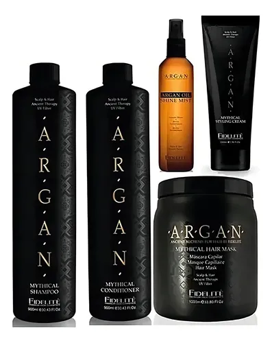 Combo Argan Shampoo Acond Brillo Mascara Crema S/e Fidelite