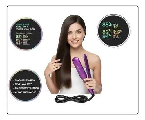 Planchita De Pelo Cerámica Cabello Alisados Keratina Argán