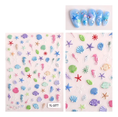 5 Hojas De Pegatinas De Uñas De Océano Para Arte De Uñas A