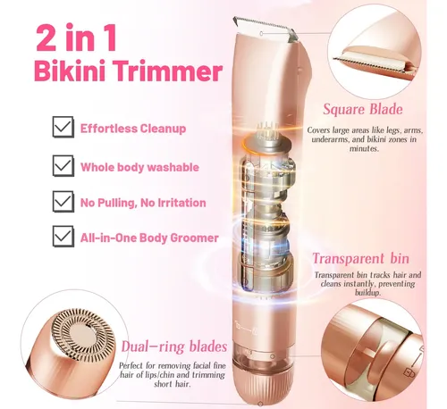 Recortadora De Bikini 2 En 1 Para Mujer Afeitadora Doble Cab
