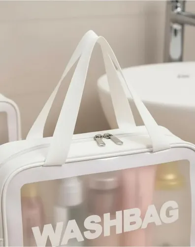 Neceseres De Viaje Washbag Trasparente Para Maquillaje Blanco Whasbag