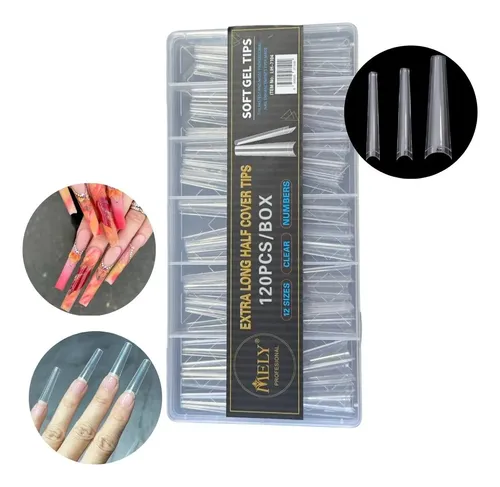 Tips Uñas Postizas Coffin Extra Largo Punta 120 Und Mely