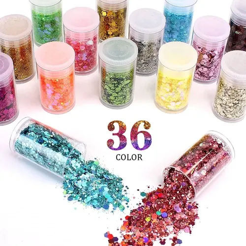 Estanoite 36 Col. Purpurina Gruesa Y Fina Para Maquillaje Y