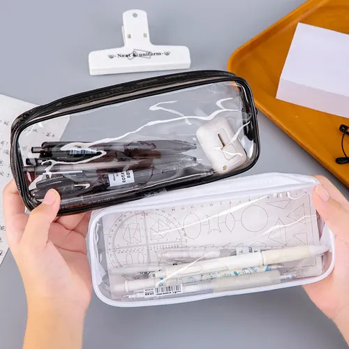 2pcs Neceser Transparente Cremallera Maquillaje Viaje