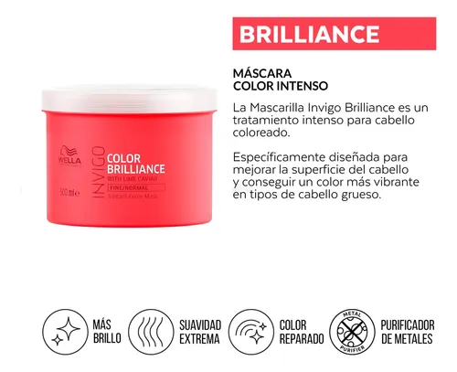 Máscara Capilar Wella Invigo Brilliance Brillo 500ml