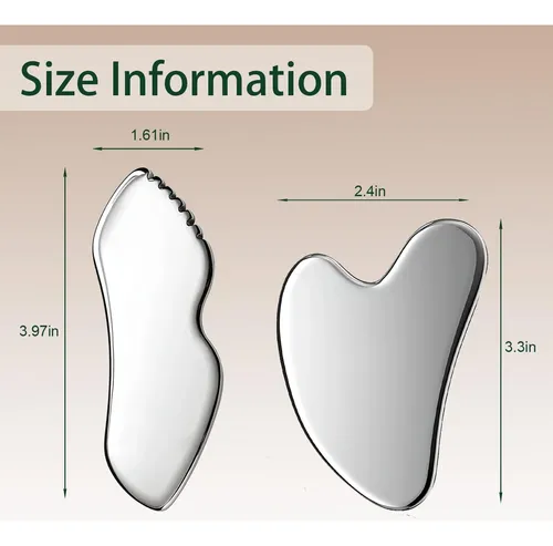 2 Piezas Gua Sha Herramientas Faciales Acero Inoxidable