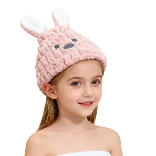 Gorro Secador Infantil Conejo Antibacteriano Felpa Coral