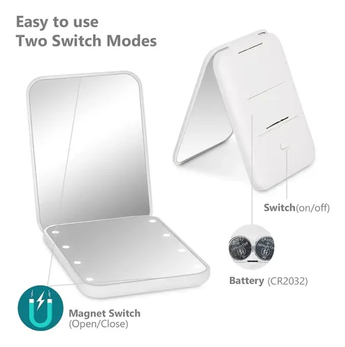Espejo Compacto Portátil Con Luz Led Para Bolso G