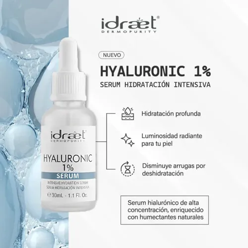 Idraet Serum Hialuronico 1% Antiage Hidratacion Profunda Momento de aplicación Día/Noche Tipo de piel Normal 30ml