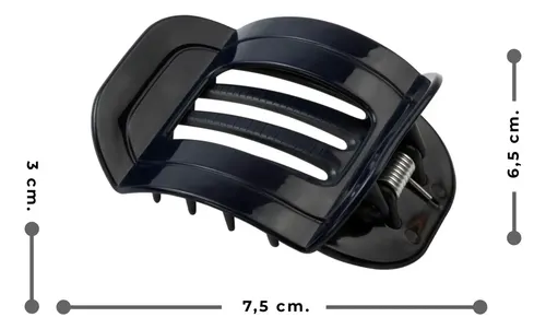 Broches De Pelo Grandes 5 Dientes Cuadrados Pack X 12 Color Azul Oscuro