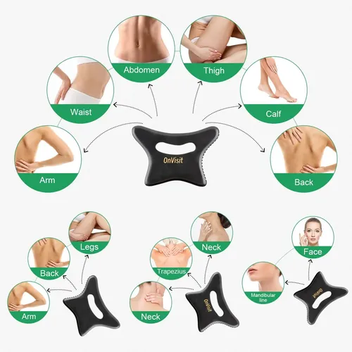 Kit Gua Sha Piedra Bian Negra Grande Para Masajes