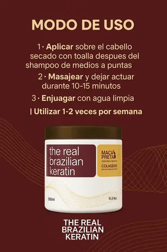 Pack Máscara Maca Preta The Real Brazilian Keratin 500gr X2