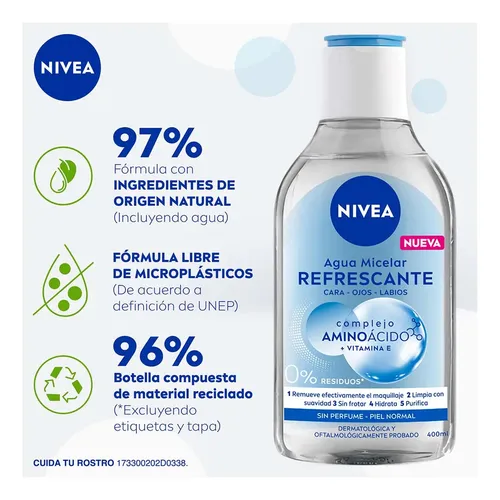 Nivea Agua Micelar Refrescante Cara-ojos-labios 400ml