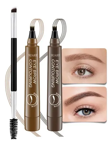 Lápiz De Cejas Impermeable Kaely 2 Pcs Marrón Claro Y