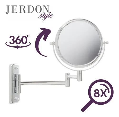 Espejo De Maquillaje Jerdon De Pared Con Aumento 8x Y Acabad