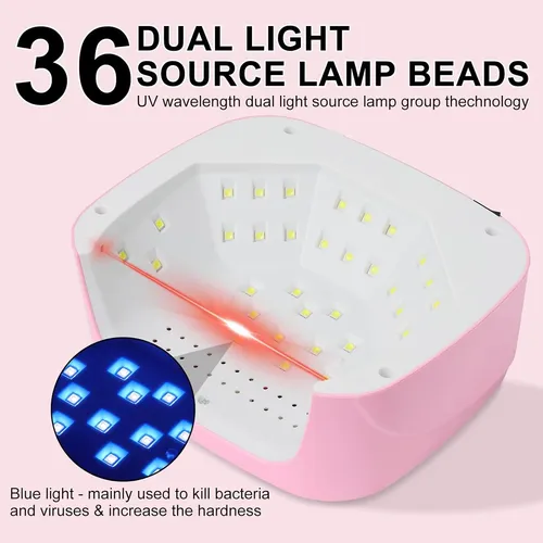 Lámpara Uv Led Para Uñas Rosa Con 4 Temporizadores Y Guant