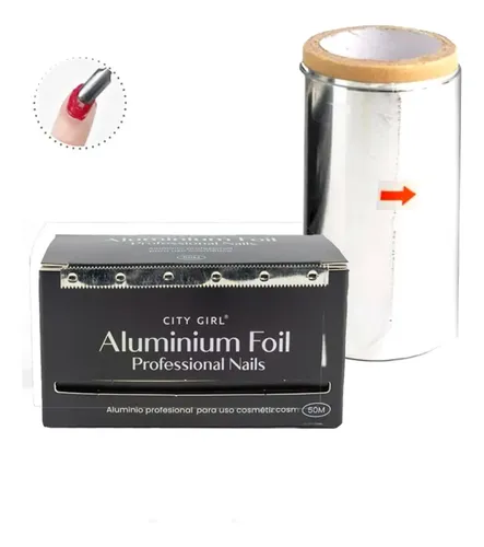 Papel Aluminio City Girl Uñas Gel Profesional Esculpidas 50m