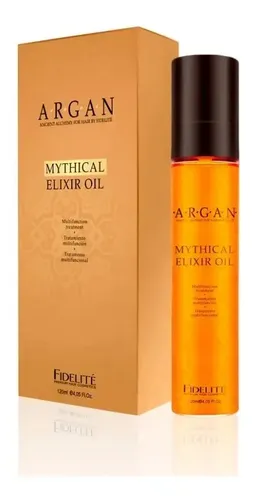 Mythical Argan Elixir Oil Fidelite Aceite Cabello Nutritivo e Hidratante Multifunción x 120ml Oleo Extraordinario Serum Reparador Puntas Anti Frizz Protector Termico Con Vitamina E Filtro Uv Brillo