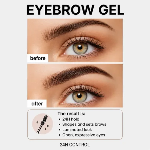 Gel Para Cejas Resistente Al Agua Las 24 Horas Con Cepillo,