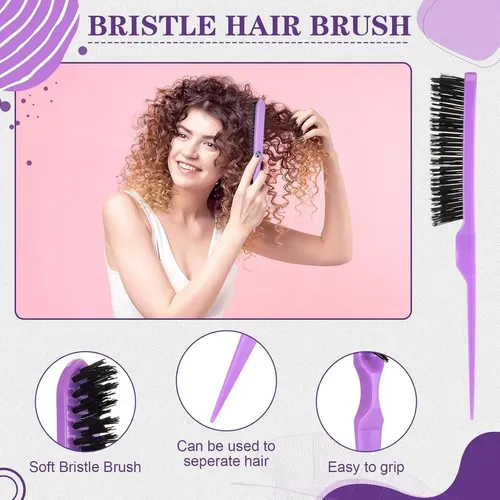 Kit De Peines Regadera Pinzas De Cabell Set Peines Cepillos Violeta