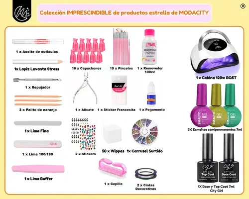 Kit X60 Manicura Profesional Uñas Decoración Cabina Uv Led