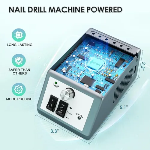 Set Torno Uñas Manicuría Profesional Variación Velocidades
