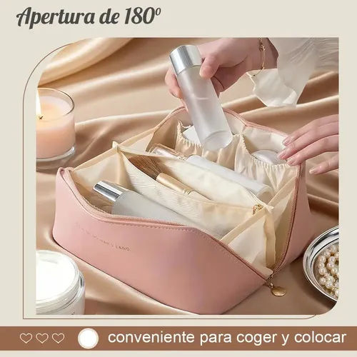Set 2 Neceseres Organizadores De Maquillaje Viaje Grande Negro Liso